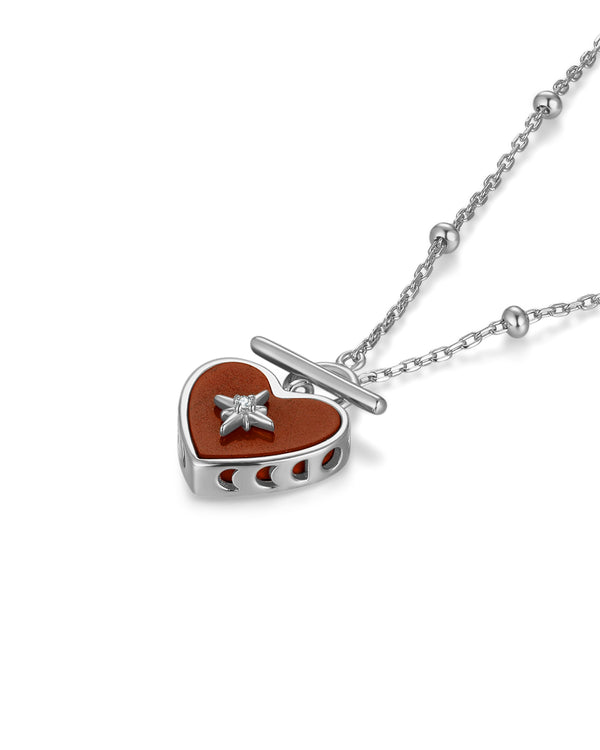 Red Jasper Silver Toggle Necklace - Lover | LOVE BY THE MOON