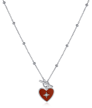 Red Jasper Silver Toggle Necklace - Lover