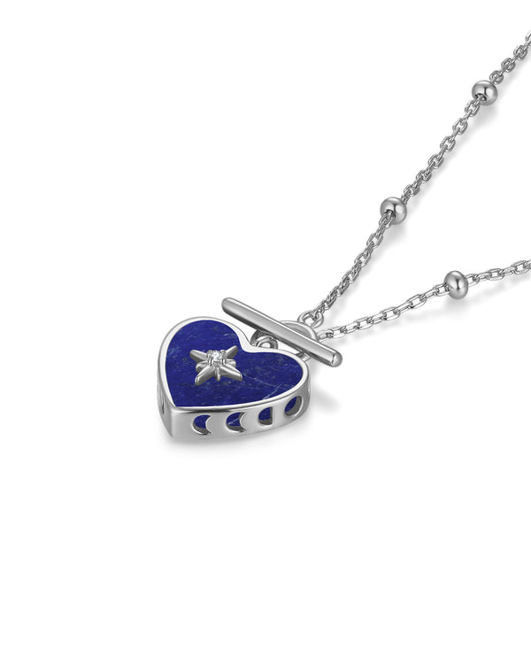Lapis Lazuli Silver Toggle Necklace - Lover | LOVE BY THE MOON