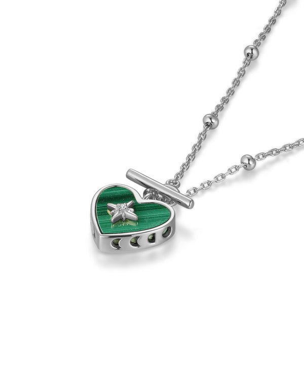 Malachite Silver Toggle Necklace - Lover | LOVE BY THE MOON
