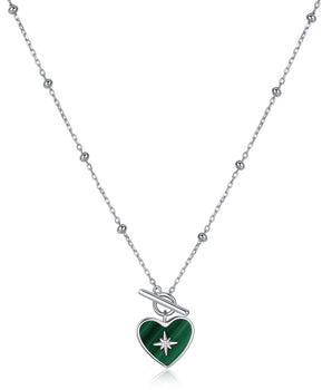 Malachite Silver Toggle Necklace - Lover