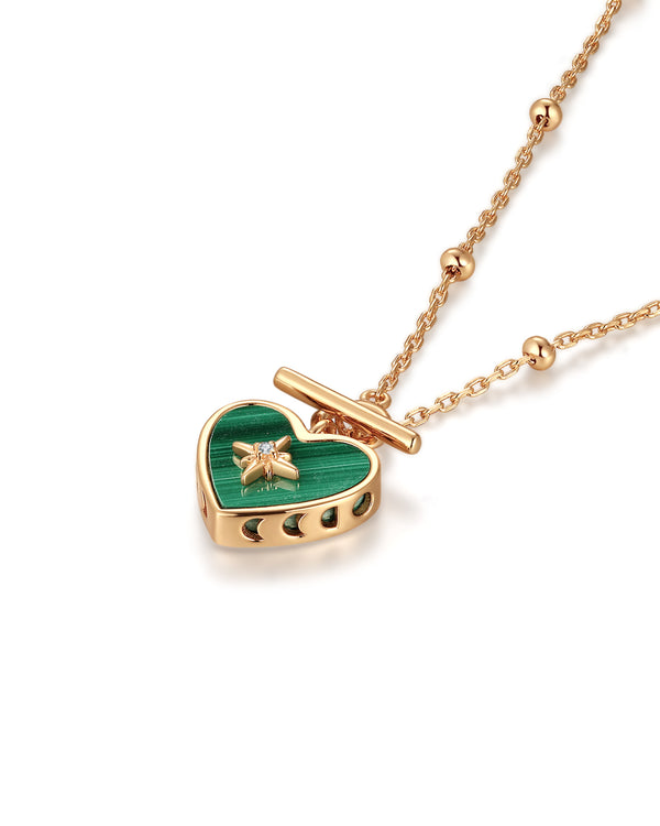 Malachite Gold Toggle Necklace - Lover | LOVE BY THE MOON