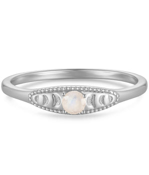 Moonstone Silver Moon Phases Ring - Moonbeam
