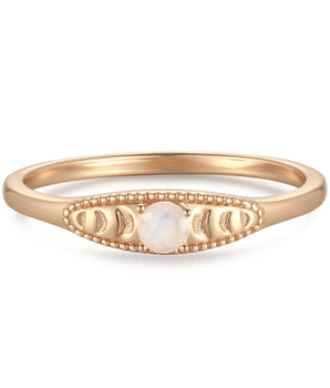 Moonstone Gold Moon Phases Ring - Moonbeam