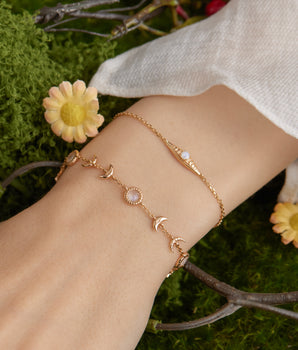 Moonstone Gold Moon Phases Bracelet - Luna | LOVE BY THE MOON