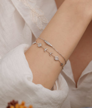 Moonstone Silver Moon Phases Bracelet - Luna | LOVE BY THE MOON