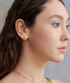 Moonstone & Pearl Gold Star Stud Earrings - Lullaby | LOVE BY THE MOON