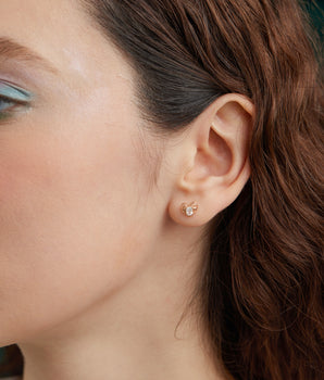 Moonstone Gold Heart Stud Earrings - Majesty | LOVE BY THE MOON