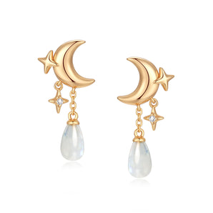Moonstone Gold Dangle Earrings - Moonlit | LOVE BY THE MOON