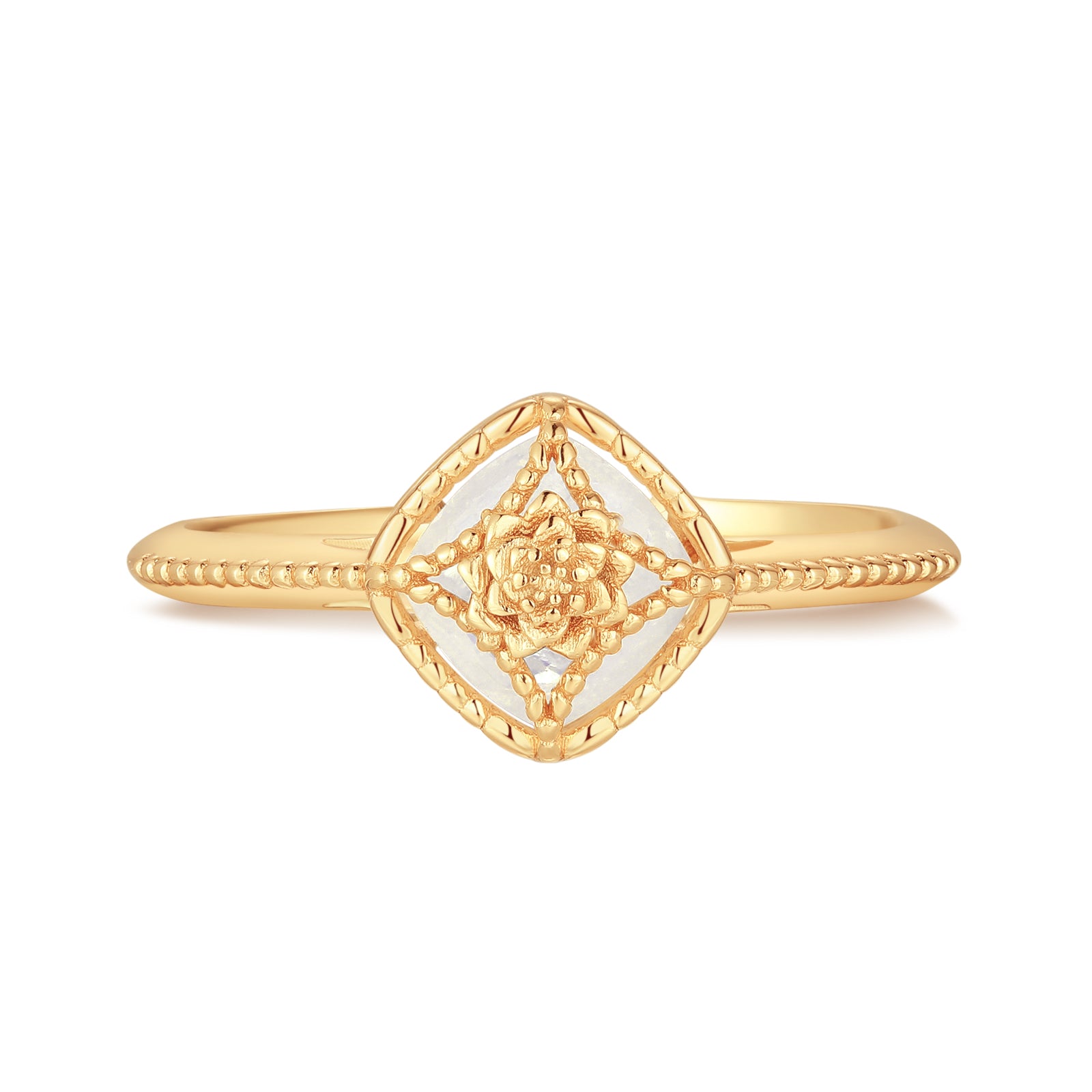 Moonstone Gold Ring - Water Lily | LOVE BY THE MOON 