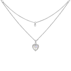 Moonstone & Pearl Silver Layered Necklace - Miracle | LOVE BY THE MOON