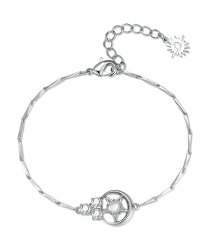 Moonstone Silver Moon & Star Bracelet - Celeste