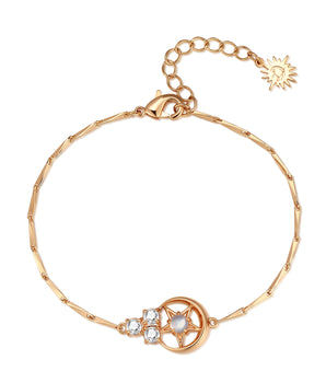 Moonstone Gold Moon & Star Bracelet - Celeste