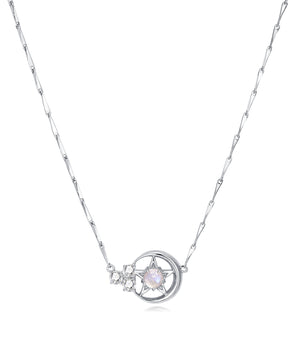 Moonstone Silver Moon & Star Necklace - Celeste