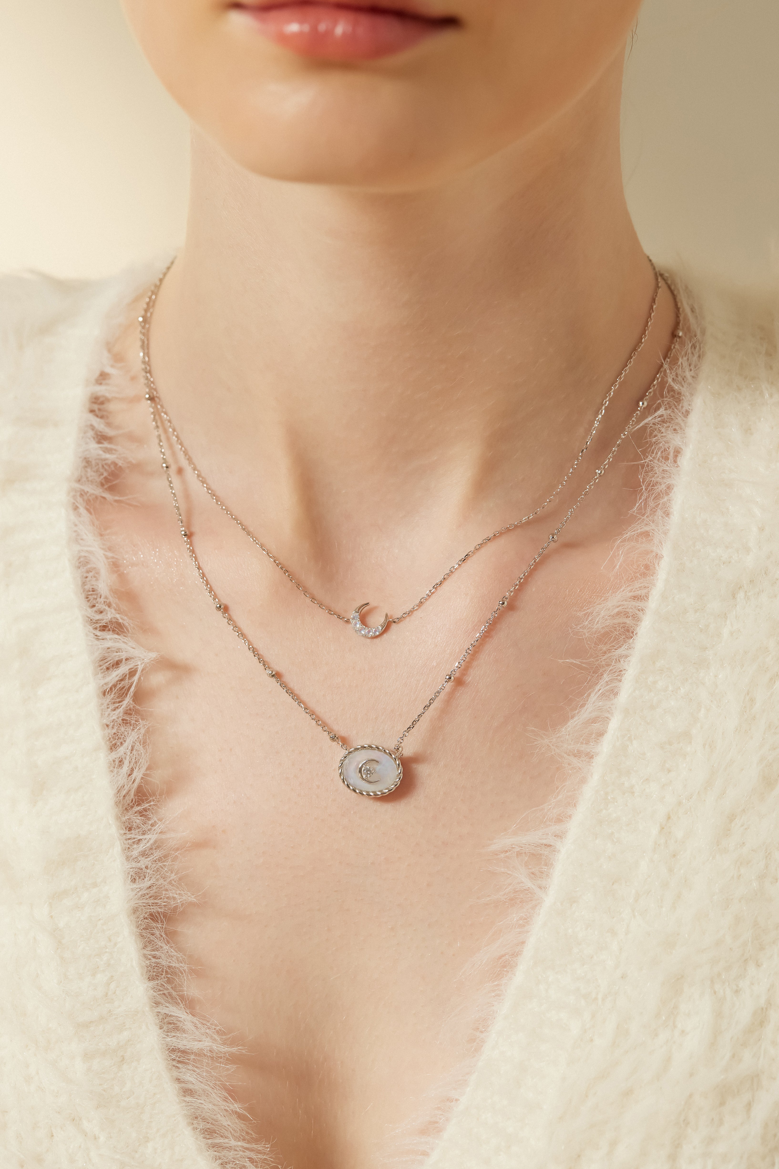 Moonstone Silver Crescent Moon Necklace - Keepsake | LOVE BY THE MOON