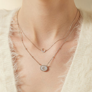 Moonstone Silver Petite Moon Necklace | LOVE BY THE MOON