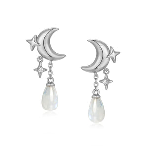 Moonstone Silver Dangle Earrings - Moonlit | LOVE BY THE MOON