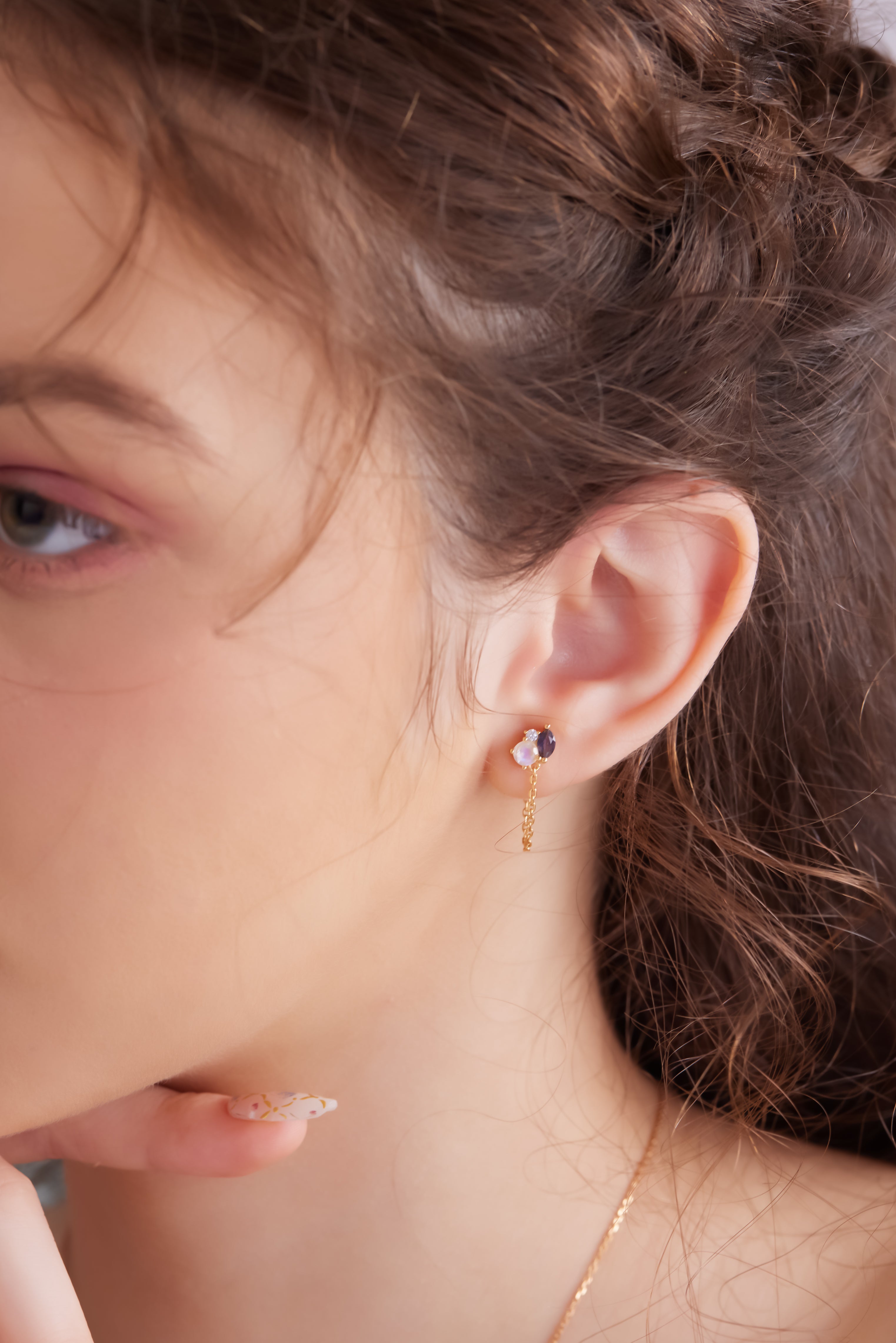 Moonstone & Iolite Gold Earrings - Poppy | LOVE BY THE MOON