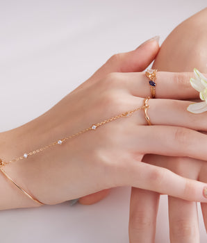 Moonstone Gold Adjustable Ring Bangle - Poppy | LOVE BY THE MOON