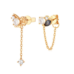 Moonstone & Iolite Gold Earrings - Poppy | LOVE BY THE MOON