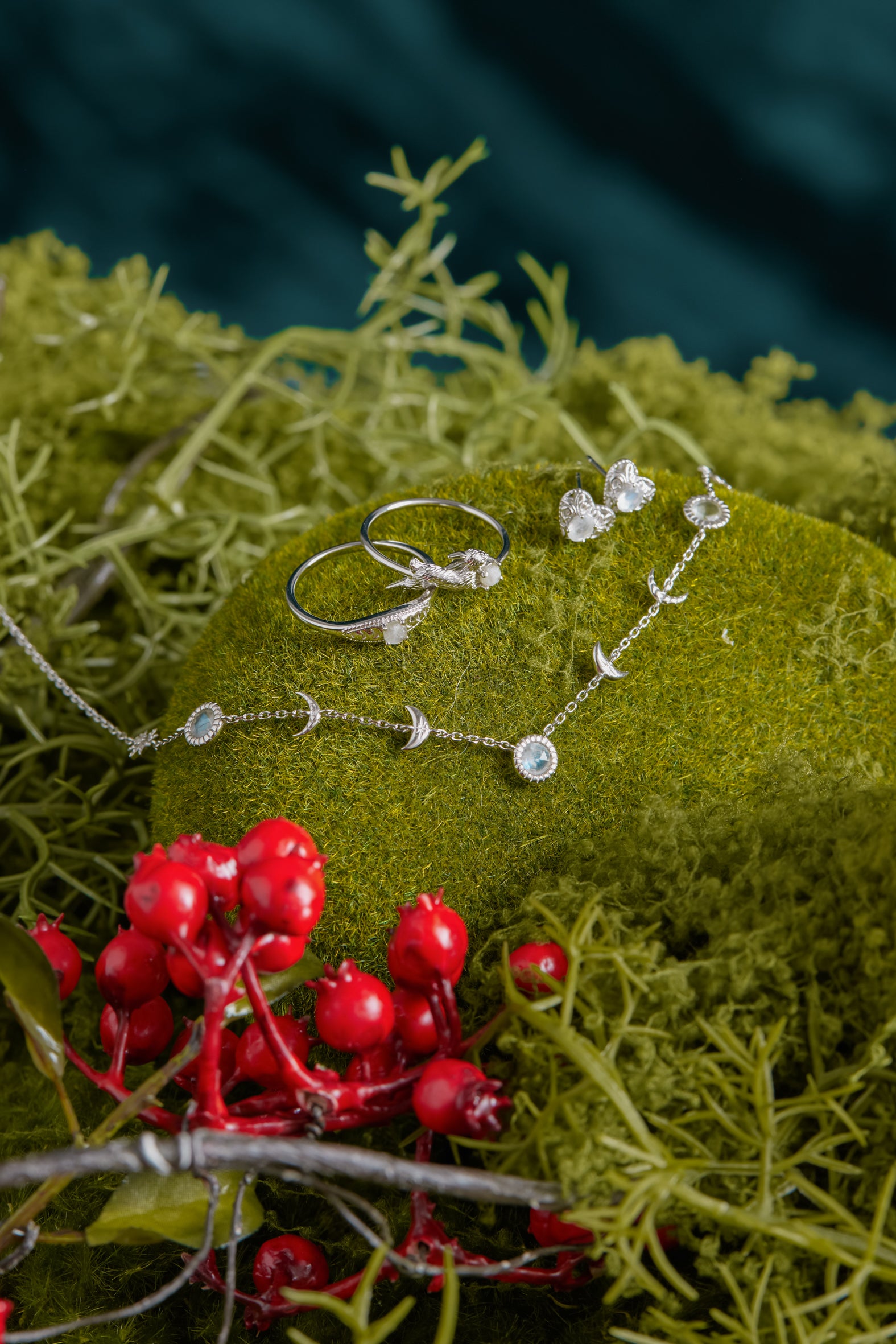 Moonstone Silver Heart Stud Earrings - Majesty | LOVE BY THE MOON