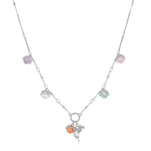 Moonstone, Sunstone, Amethyst, Blue Topaz, Rose Quartz Silver Dangle Choker - Lily of the Valley | LOVE BY THE MOON