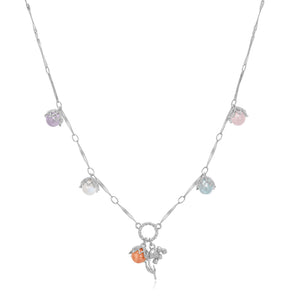 Moonstone, Sunstone, Amethyst, Blue Topaz, Rose Quartz Silver Dangle Choker - Lily of the Valley | LOVE BY THE MOON
