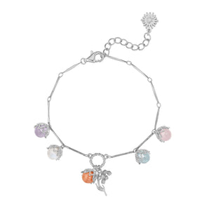 Moonstone, Sunstone, Amethyst, Blue Topaz, Rose Quartz Silver Dangle Bracelet- Lily of the Valley | LOVE BY THE MOON