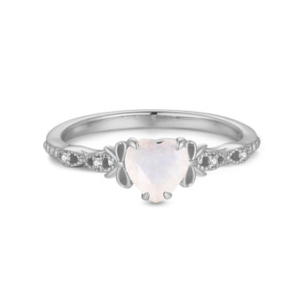 Moonstone Silver Heart Ring - Treasure