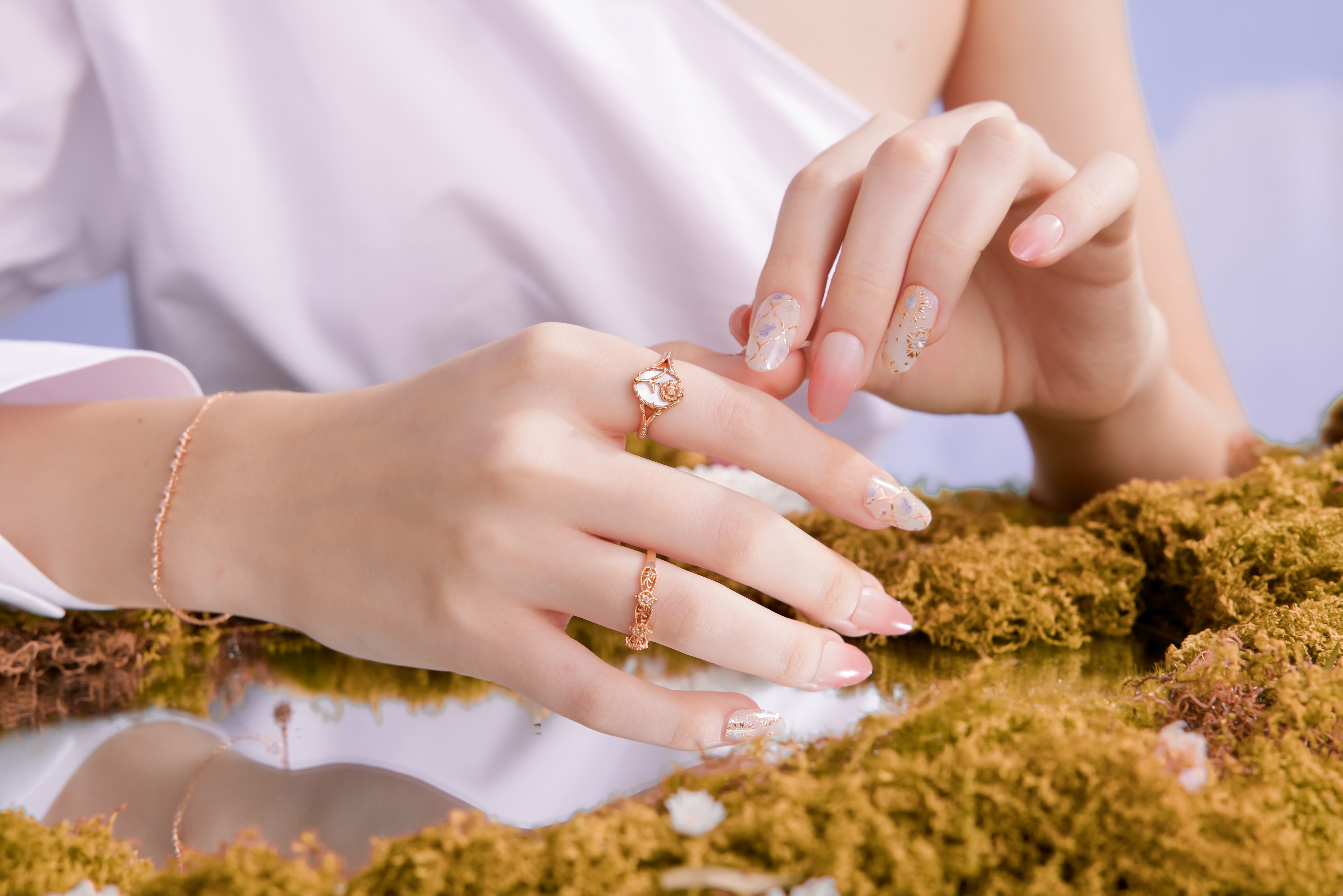 CZ Gold Floral Ring - Aster | LOVE BY THE MOON