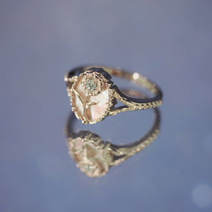 Mother of Pearl Silver Ring - Aster | LOVE BY THE MOON