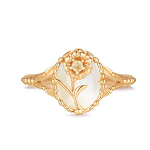 Mother of Pearl Gold Ring - Aster | LOVE BY THE MOON