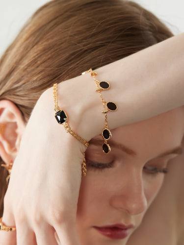 Obsidian Gold Bracelet - Moon Circle | LOVE BY THE MOON