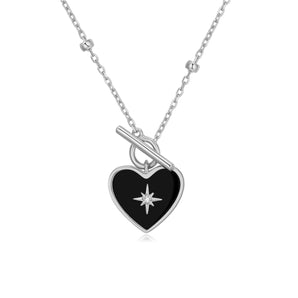 Obsidian Silver Toggle Necklace - Lover