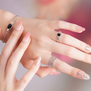 Obsidian Silver Ring - Chrysanthemum | LOVE BY THE MOON