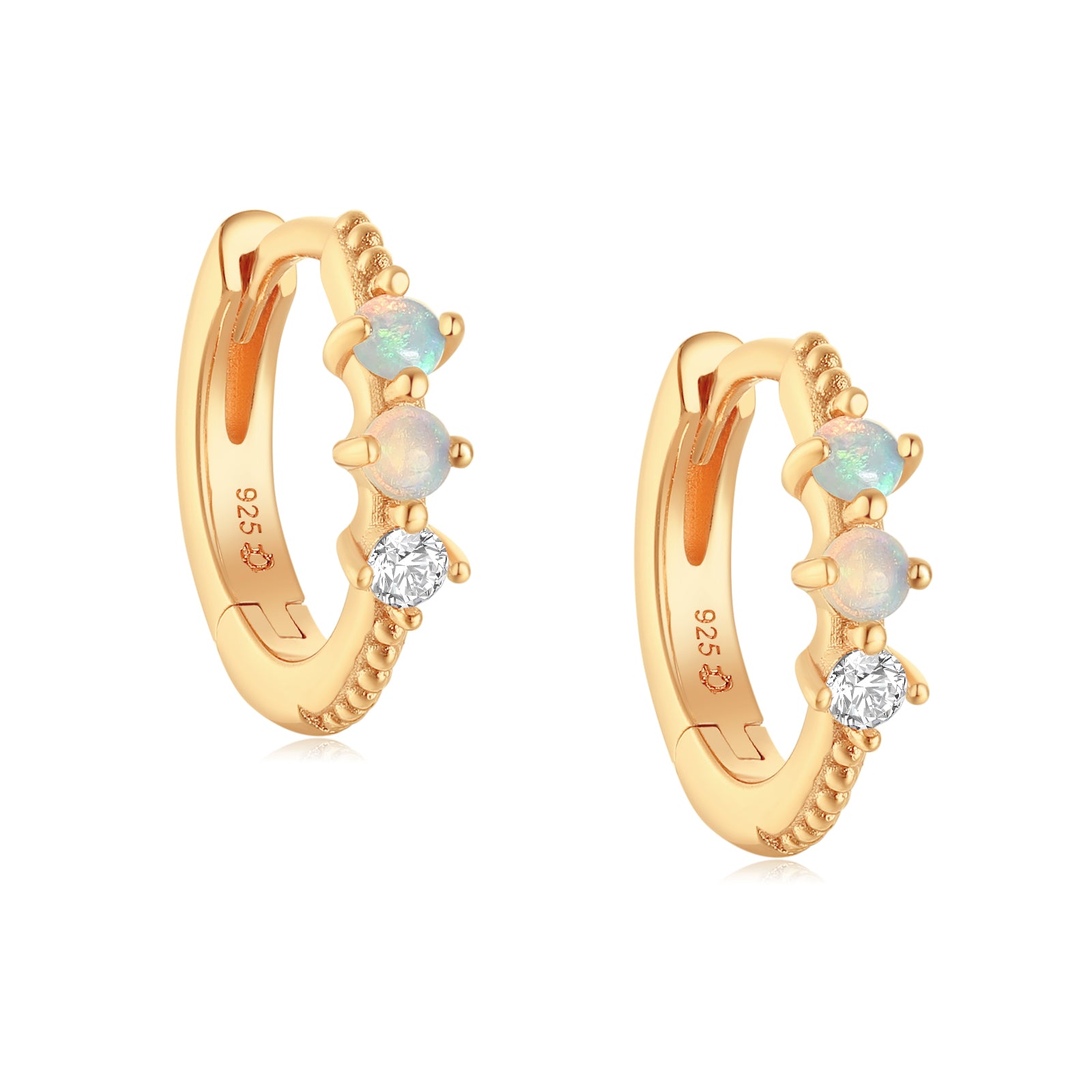 Opal Gold Huggie Hoop Earrings | LOVE BY THE MOON