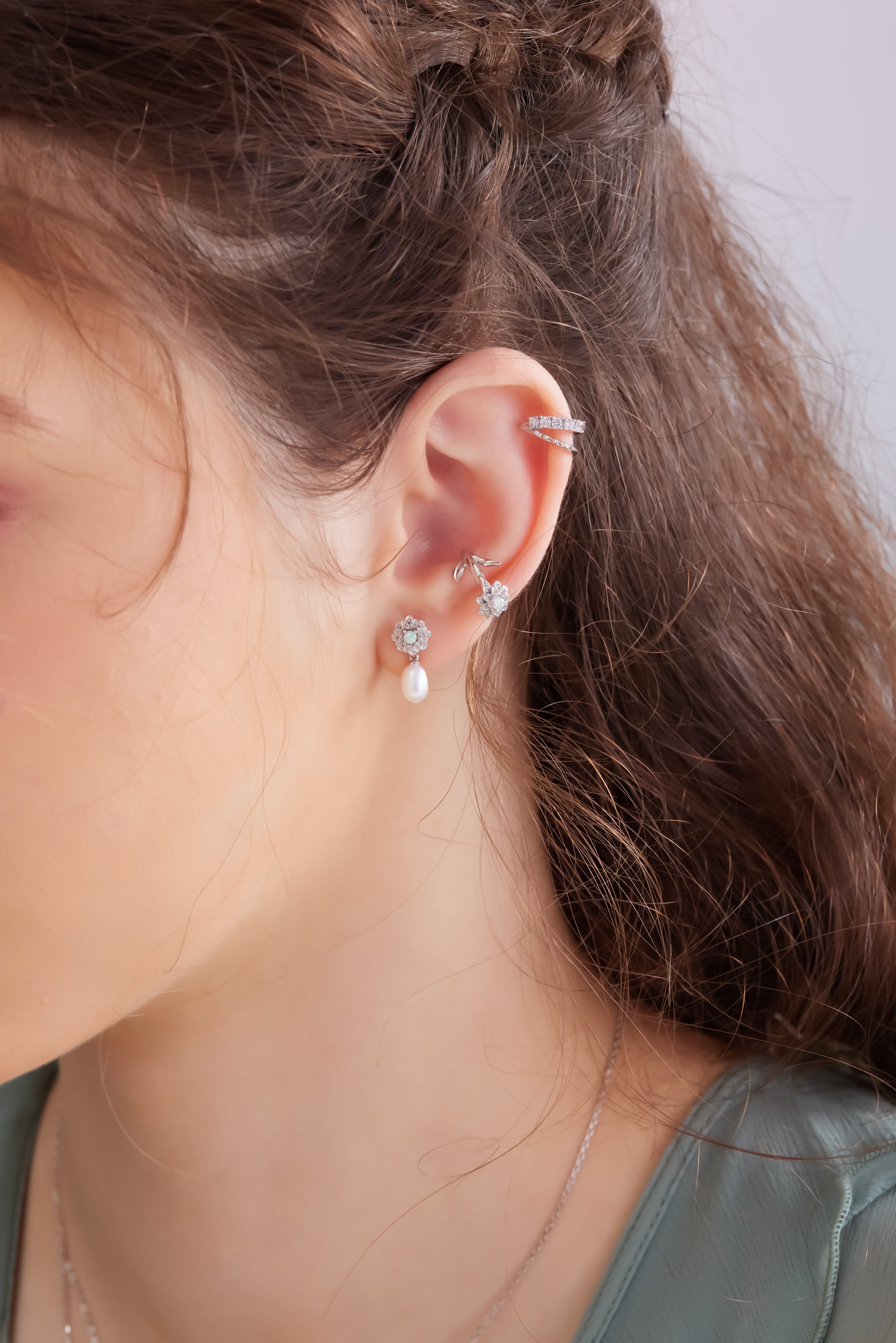 Opal Silver Ear Cuff - Marigold | LOVE BY THE MOON
