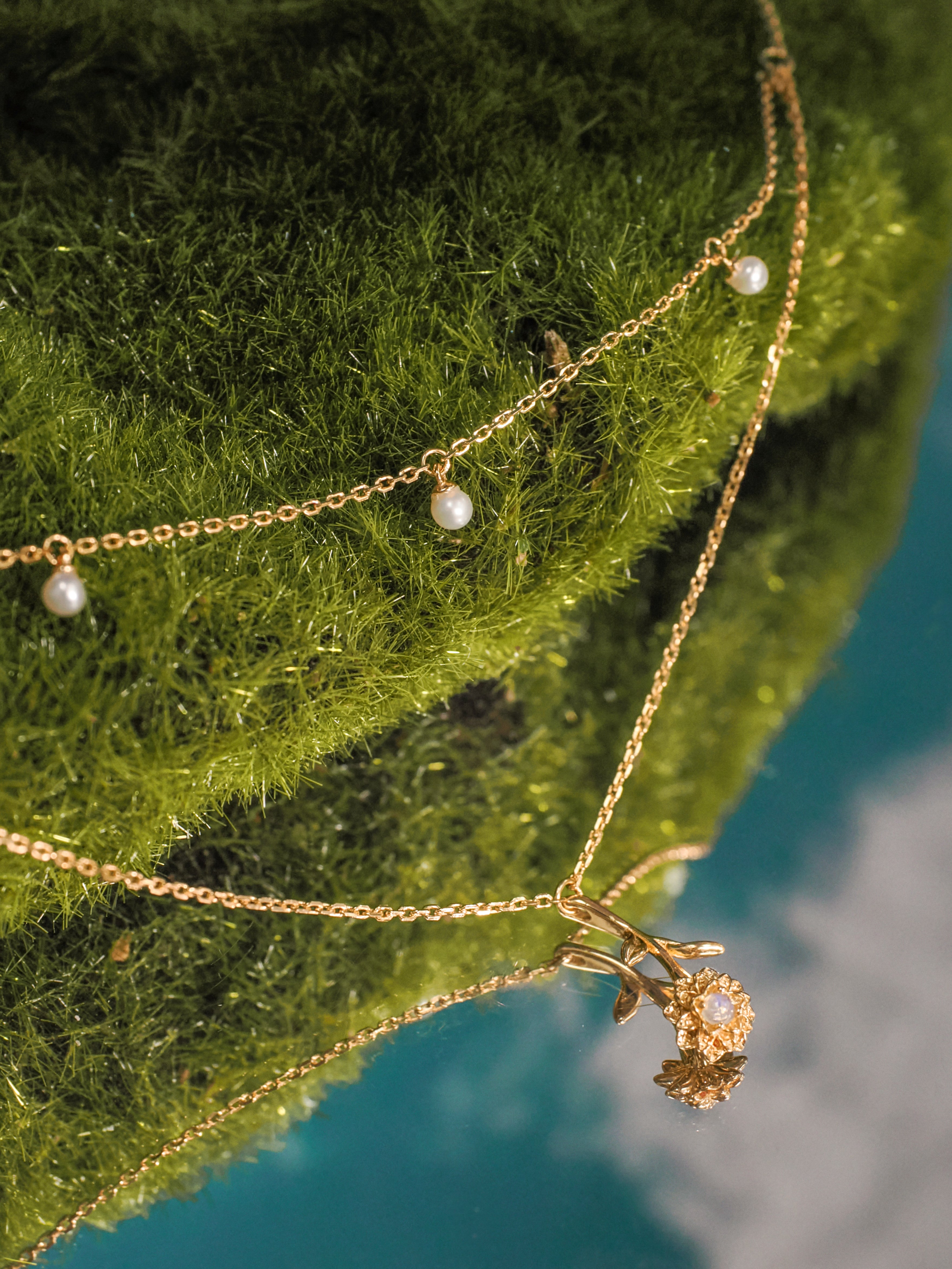 Opal & Freshwater Pearl Marigold Necklace | LOVE BY THE MOON