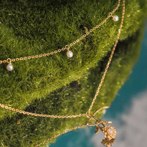 Opal & Freshwater Pearl Marigold Necklace | LOVE BY THE MOON