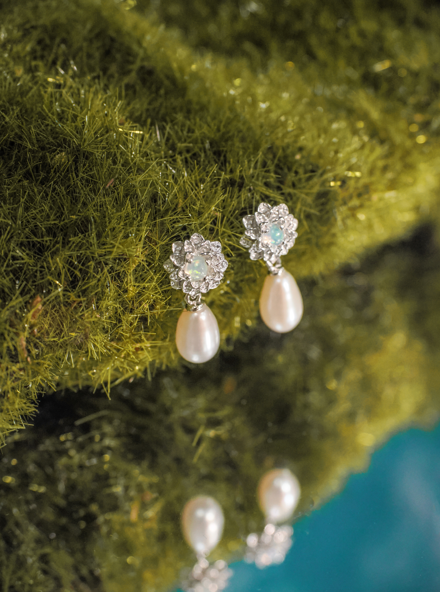 Opal & Freshwater Pearl Silver Earrings - Marigold ｜ LOVE BY THE MOON\