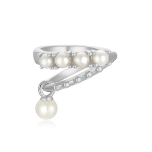 Freshwater pearl Silver Double sided Ear Cuff | LOVE BY THE MOON
