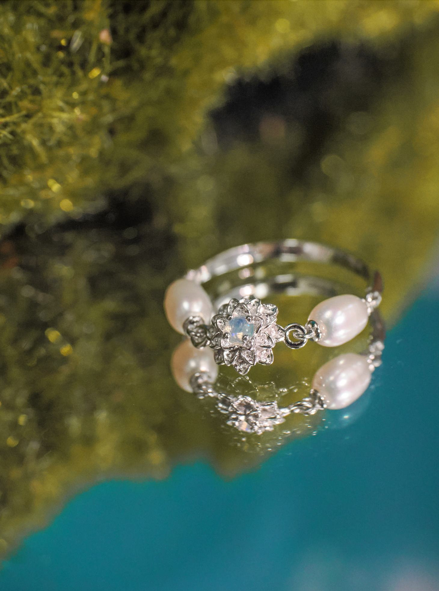 Opal & Freshwater Pearl Silver Ring - Marigold | LOVE BY THE MOON