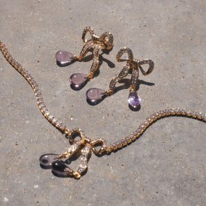 Amethyst Gold Bow Tennis Bracelet - Alice