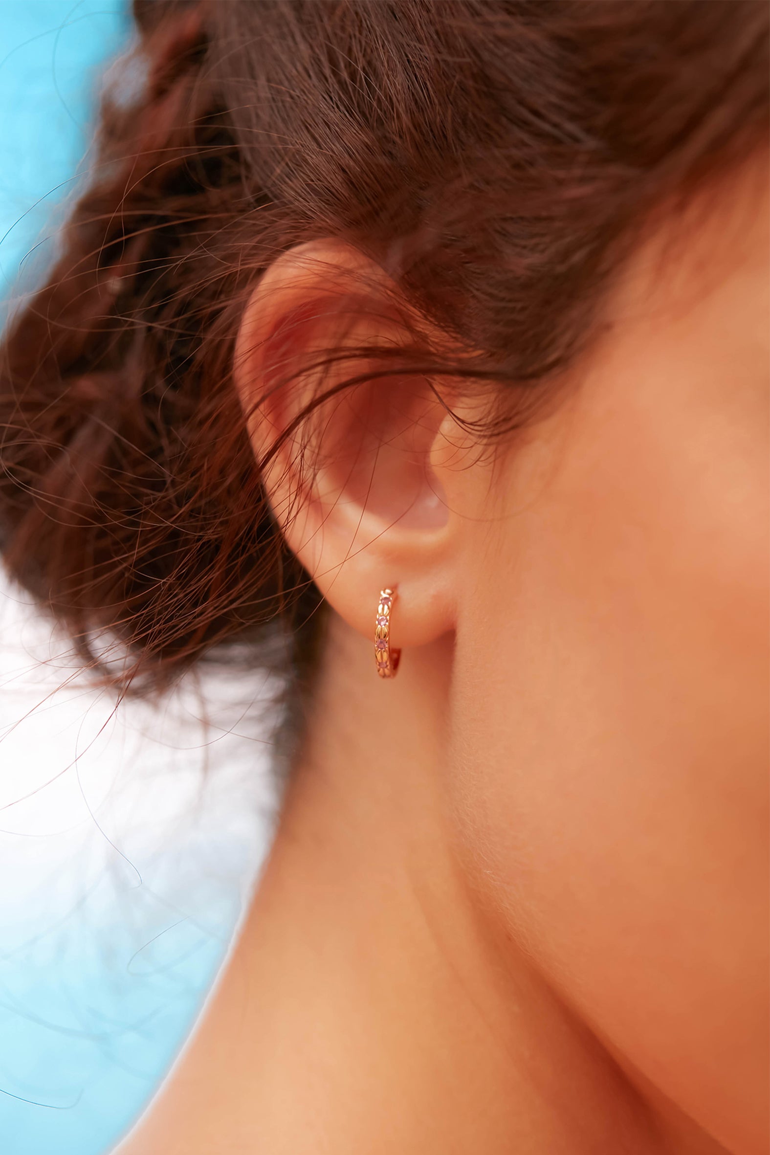 Baby Pink Gold Huggie Earrings - Celestial | LOVE BY THE MOON