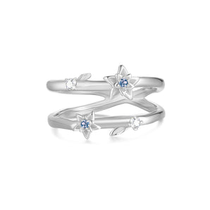 Silver Double Band Ring - Poinsettia | LOVE BY THE MOON