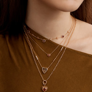 Garnet Gold Heart	 Chain Necklace - Majesty | LOVE BY THE MOON