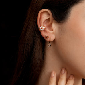 Garnet Gold Heart Stud Earrings - Majesty | LOVE BY THE MOON