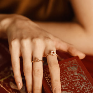 White Topaz Gold Heart Shaped Ring - Queen Of Hearts | LOVE BY THE MOON