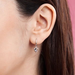 White Topaz Silver Heart Shaped Earrings - Queen Of Hearts | LOVE BY THE MOON