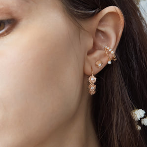 Gold Huggie Hoop Earrings - Rose | LOVE BY THE MOON